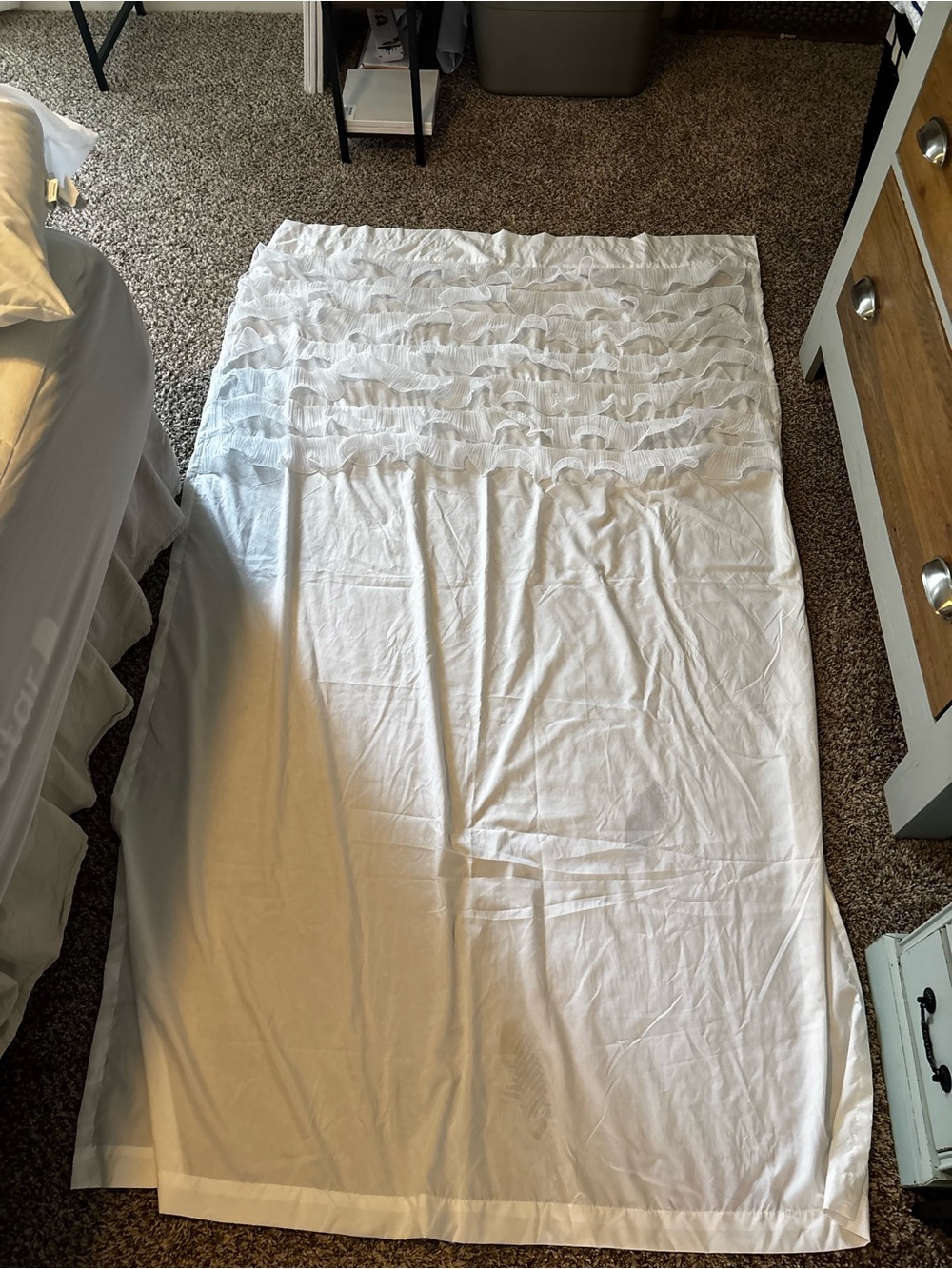 Ruffled Top White curtains set of two never used